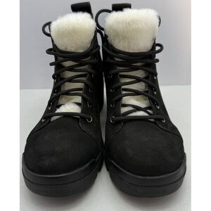 Eileen Fisher Black " Calm " Bootie SZ 7 Suede with Shearling Fur Accents Classy